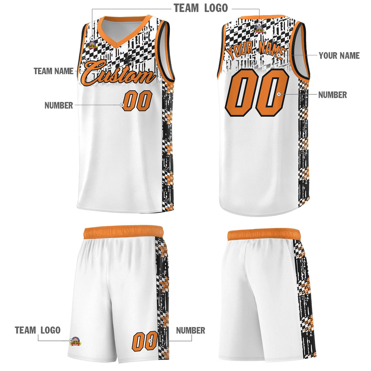 Custom White Mosaic Stars Pattern Sports Uniform Basketball Jersey|KXKSHOP