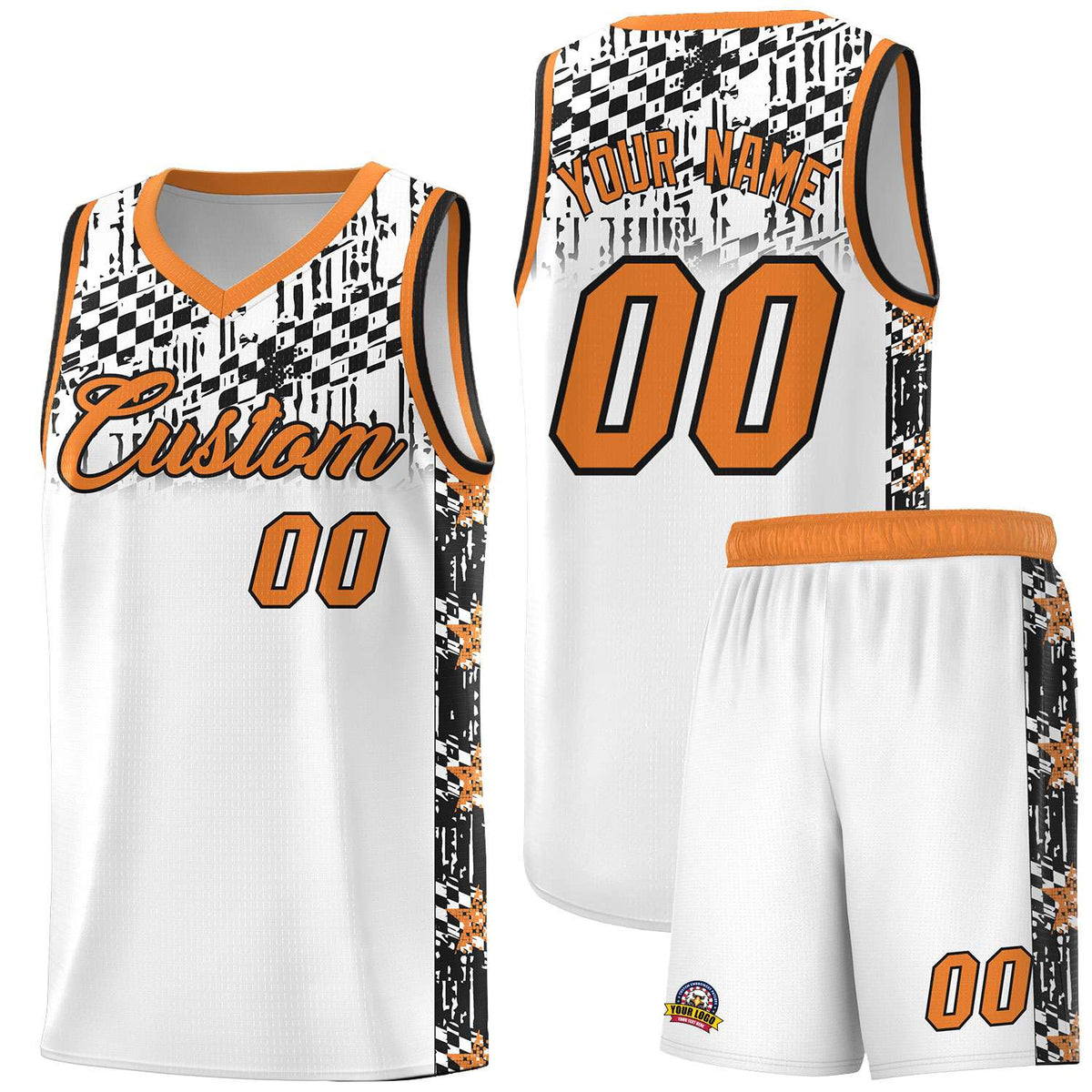 Custom White Mosaic Stars Pattern Sports Uniform Basketball Jersey|KXKSHOP