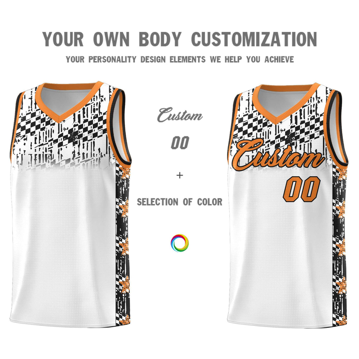 Custom White Mosaic Stars Pattern Sports Uniform Basketball Jersey|KXKSHOP