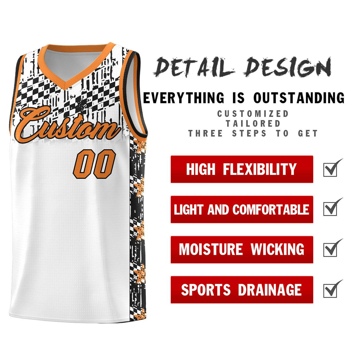 Custom White Mosaic Stars Pattern Sports Uniform Basketball Jersey|KXKSHOP