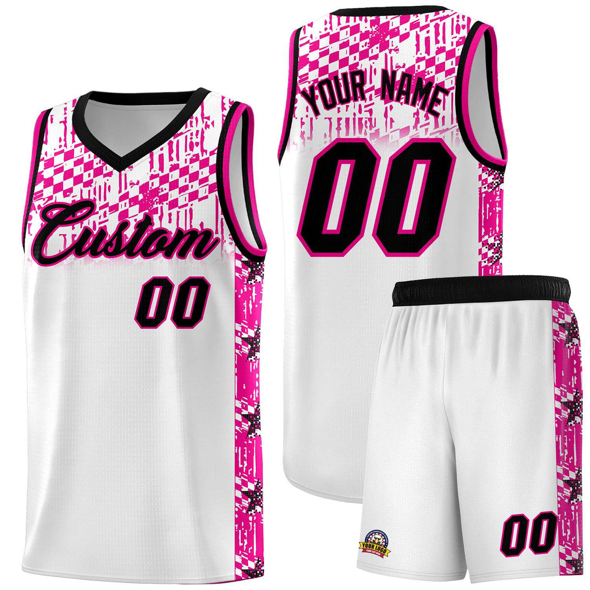 Custom White Mosaic Stars Pattern Sports Uniform Basketball Jersey|KXKSHOP