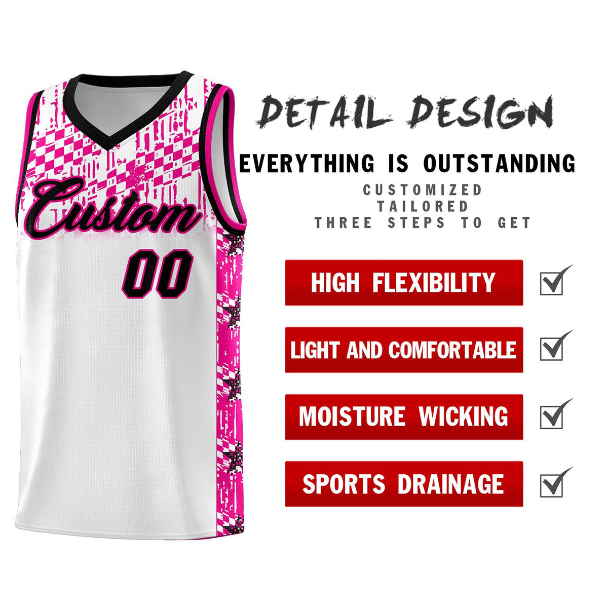 Custom White Mosaic Stars Pattern Sports Uniform Basketball Jersey|KXKSHOP
