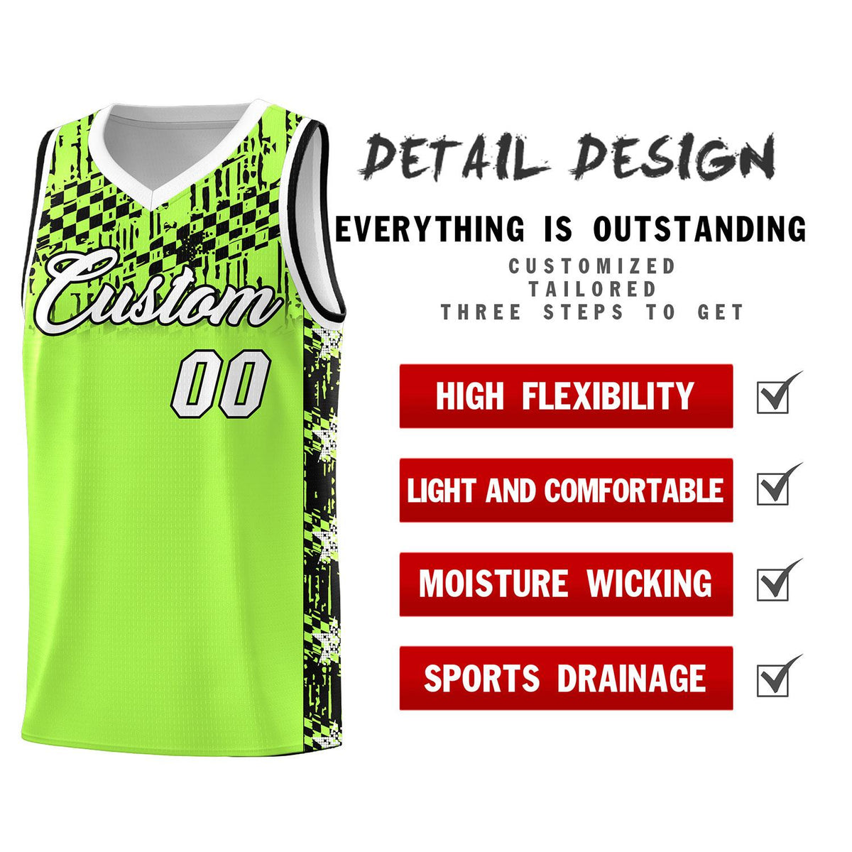 Custom Fluorescent Green Mosaic Stars Pattern Sports Uniform Basketball Jersey|KXKSHOP