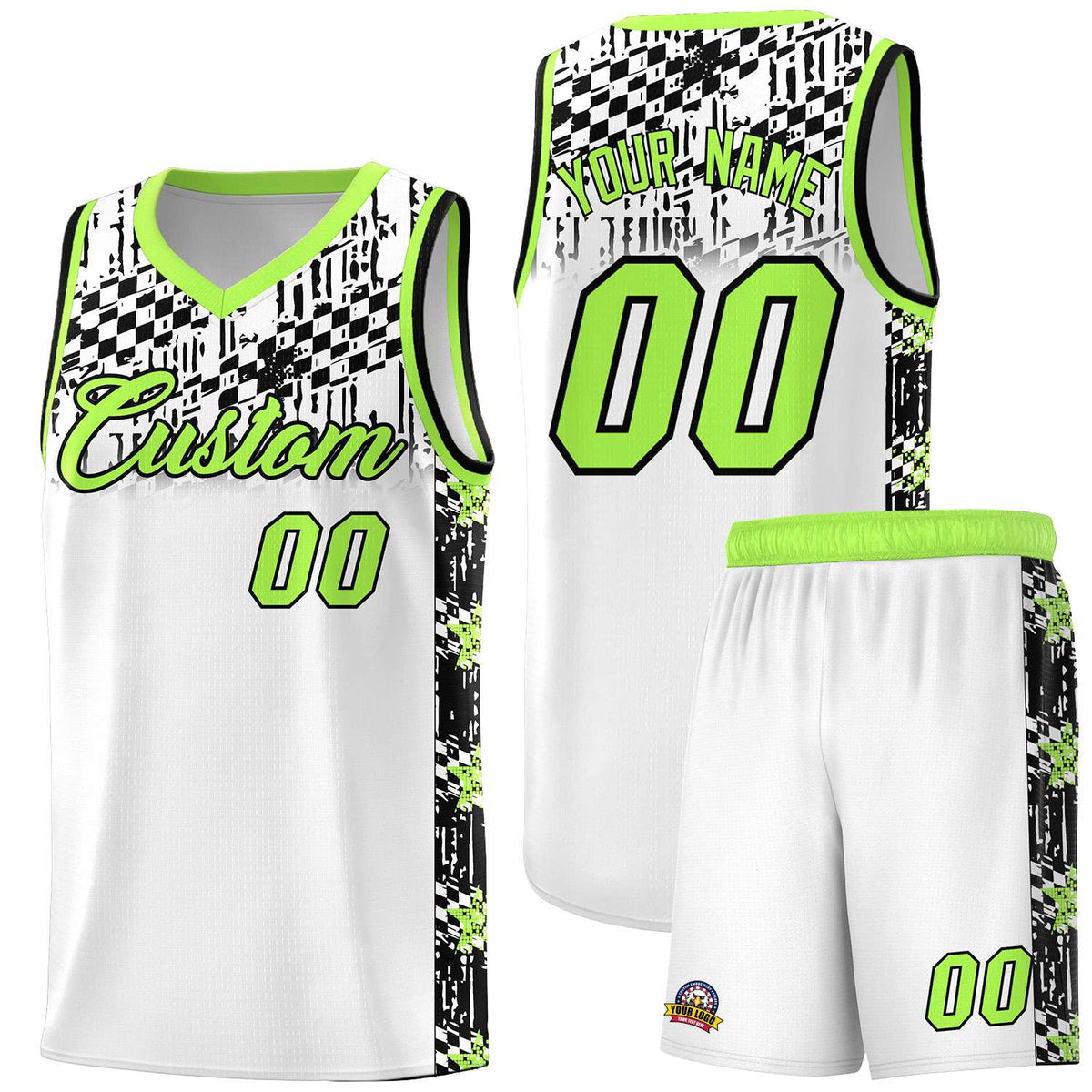Custom White Mosaic Stars Pattern Sports Uniform Basketball Jersey|KXKSHOP