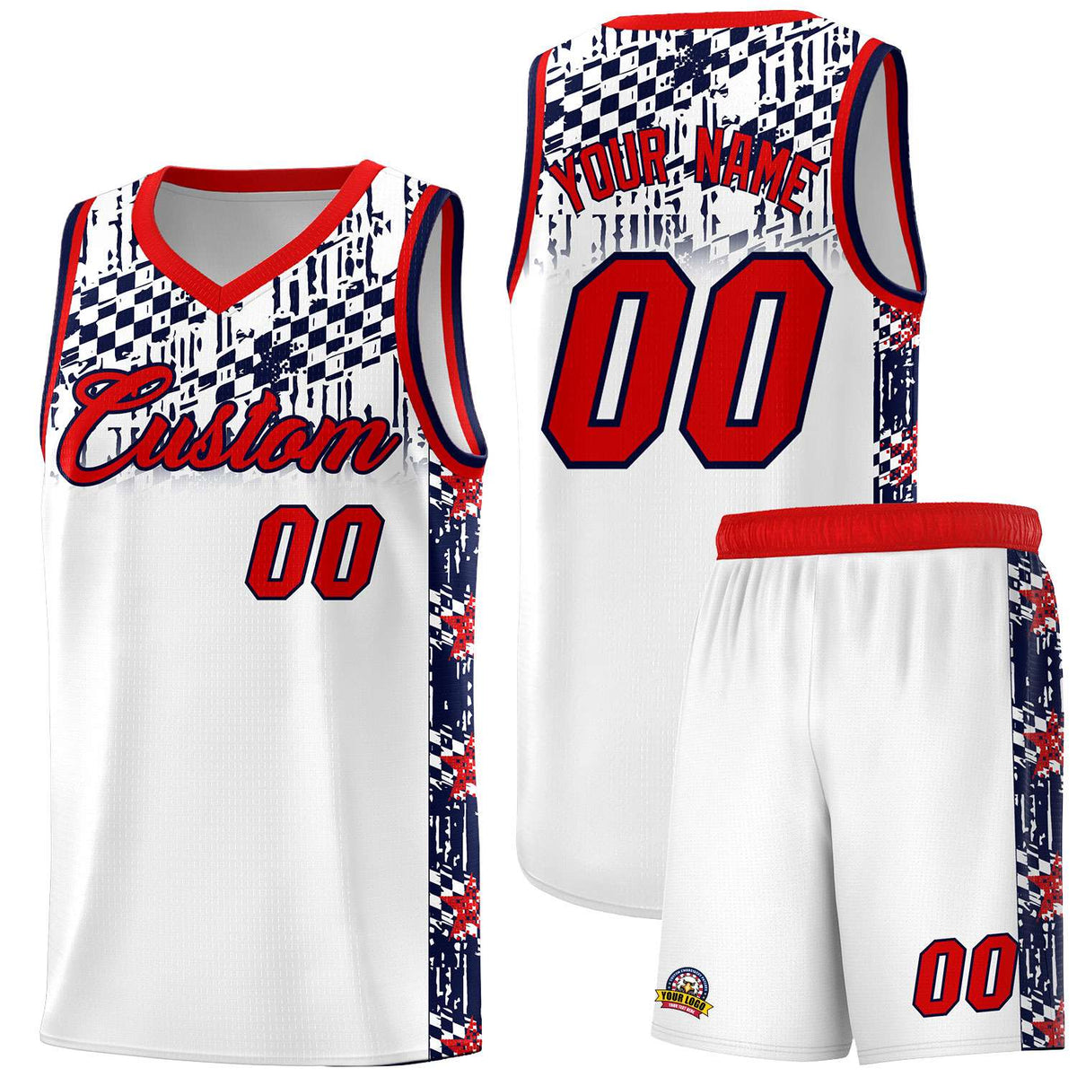 Custom White Mosaic Stars Pattern Sports Uniform Basketball Jersey|KXKSHOP