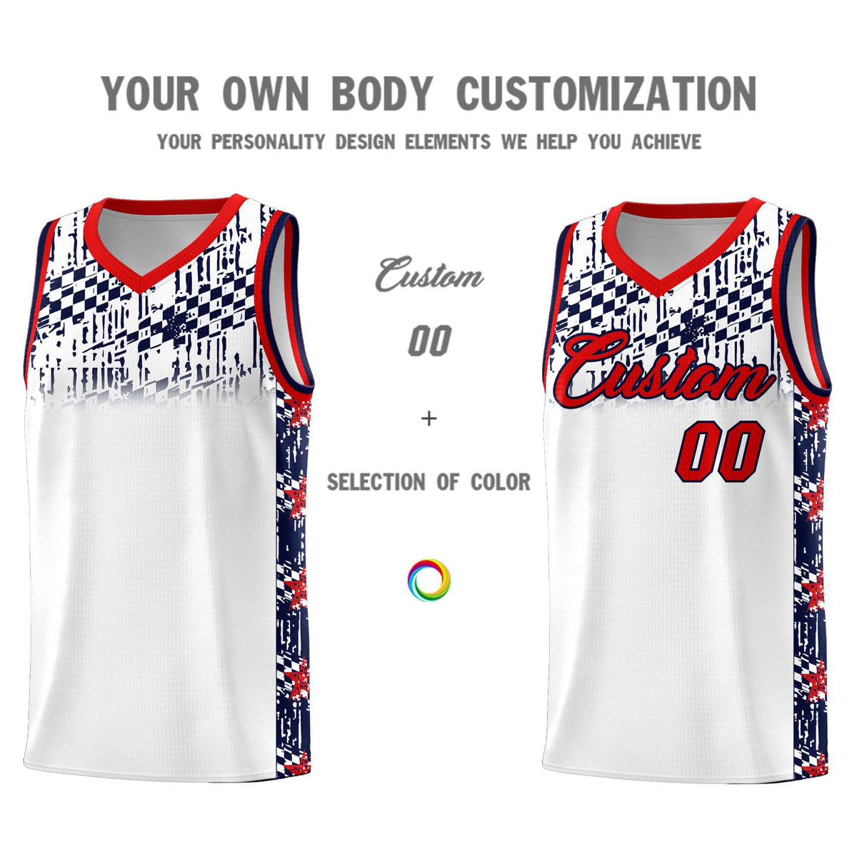 Custom White Mosaic Stars Pattern Sports Uniform Basketball Jersey|KXKSHOP