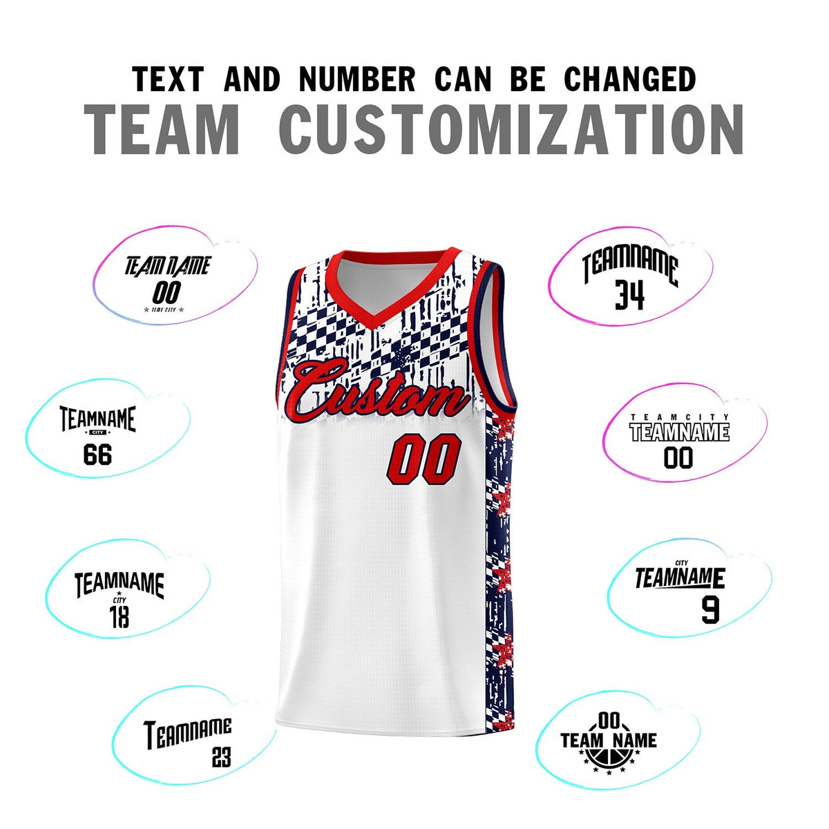 Custom White Mosaic Stars Pattern Sports Uniform Basketball Jersey|KXKSHOP