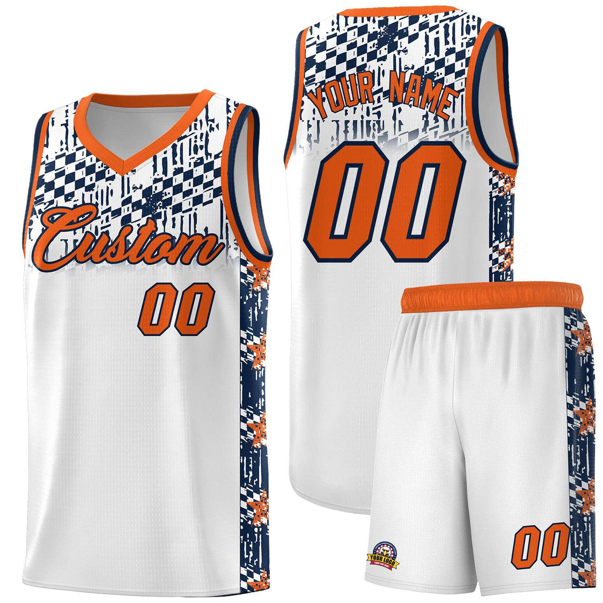 Custom White Mosaic Stars Pattern Sports Uniform Basketball Jersey|KXKSHOP