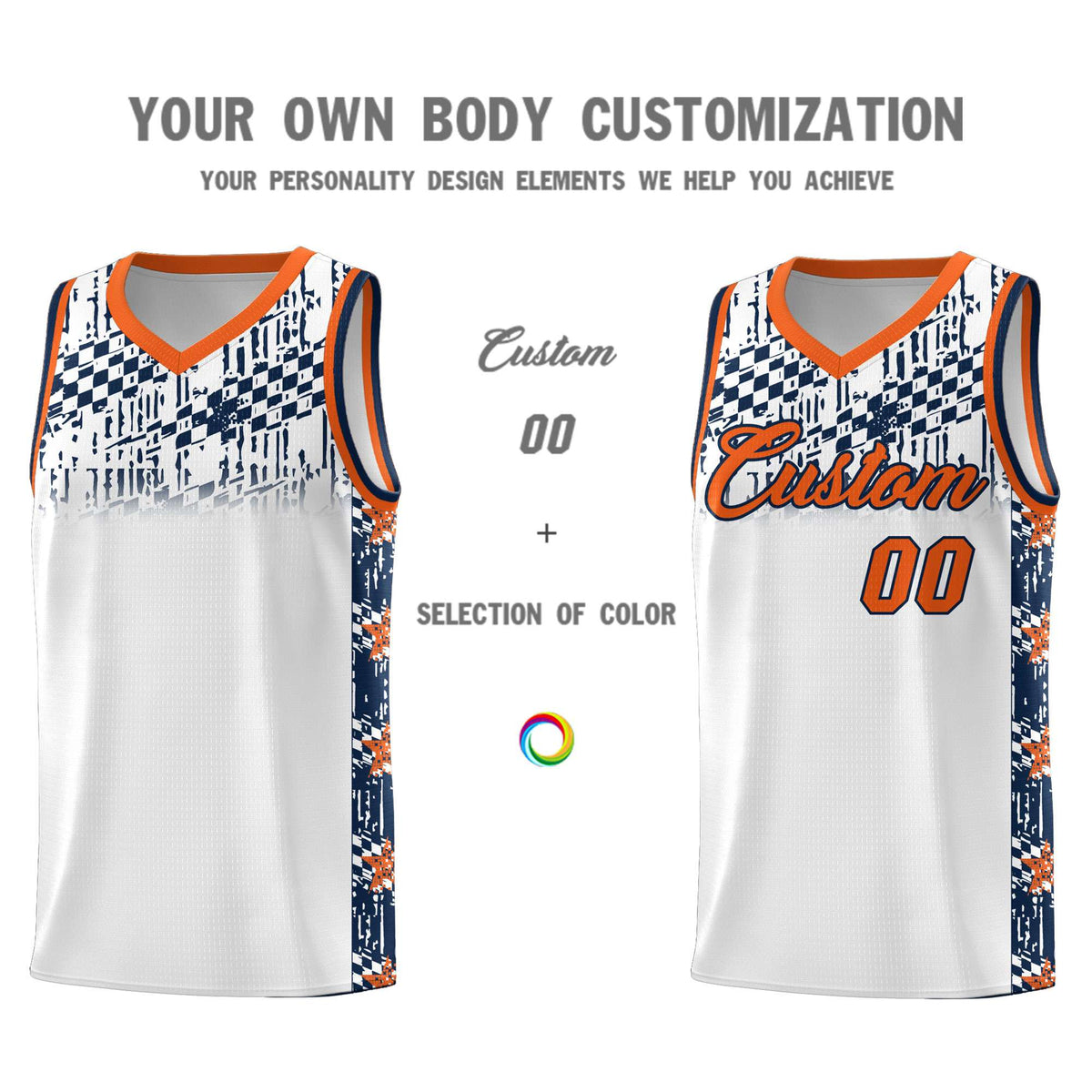Custom White Mosaic Stars Pattern Sports Uniform Basketball Jersey|KXKSHOP