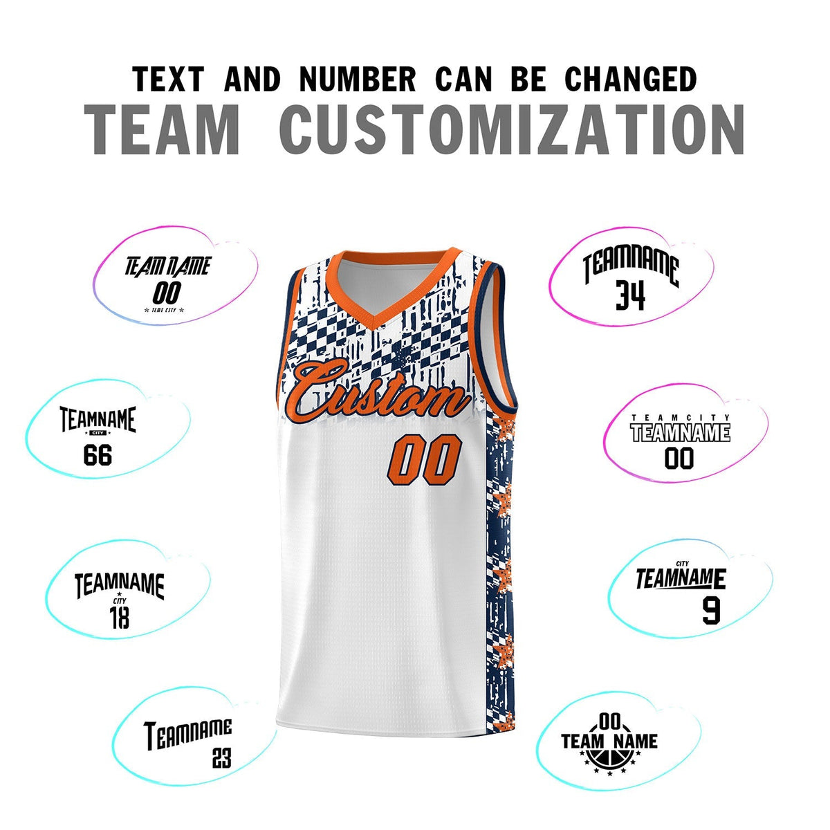 Custom White Mosaic Stars Pattern Sports Uniform Basketball Jersey|KXKSHOP