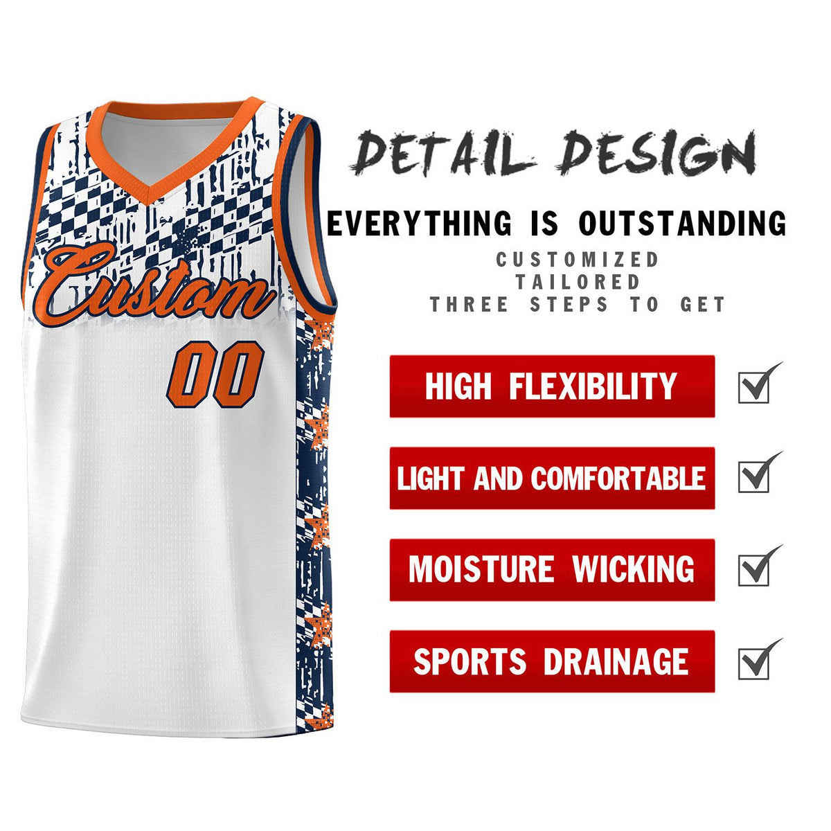 Custom White Mosaic Stars Pattern Sports Uniform Basketball Jersey|KXKSHOP