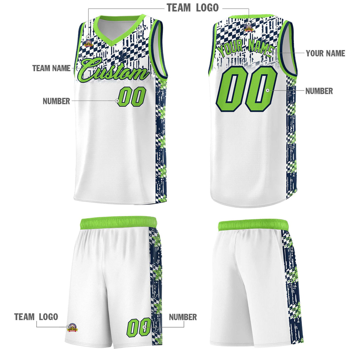 Custom White Mosaic Stars Pattern Sports Uniform Basketball Jersey|KXKSHOP