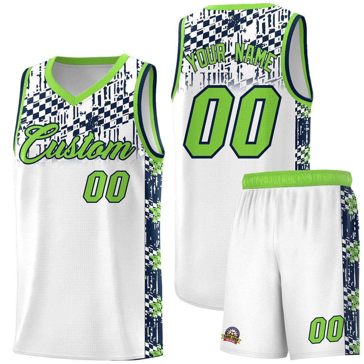 Custom White Mosaic Stars Pattern Sports Uniform Basketball Jersey|KXKSHOP