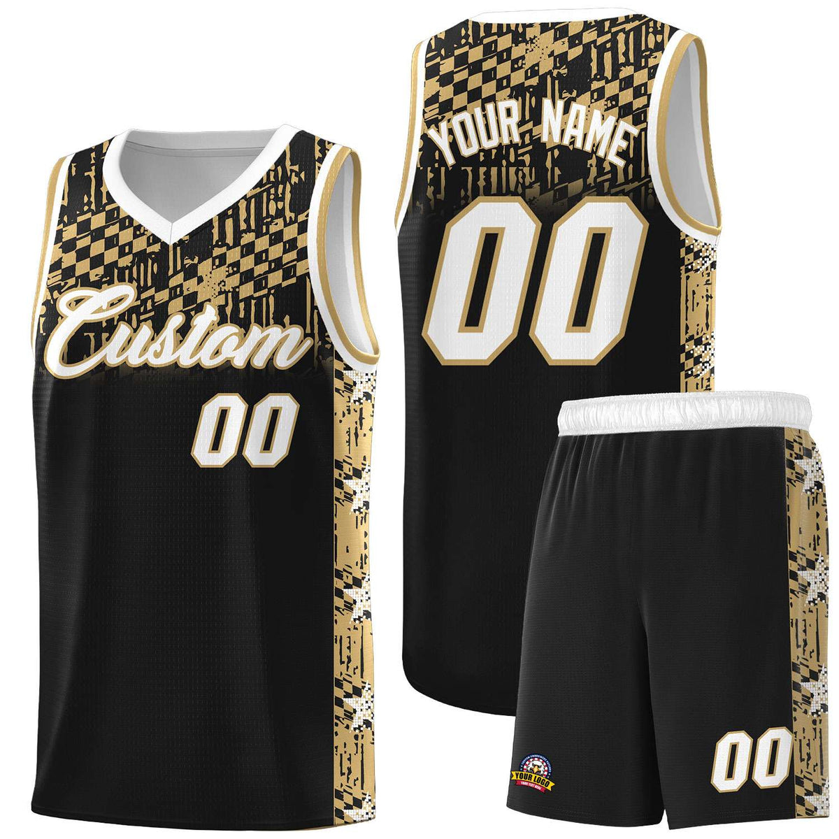 Custom Black Mosaic Stars Pattern Sports Uniform Basketball Jersey|KXKSHOP