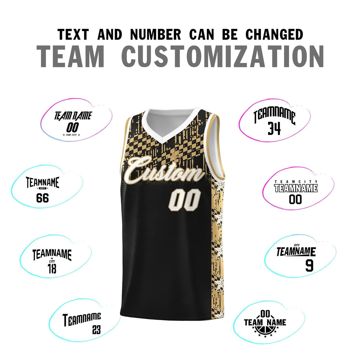Custom Black Mosaic Stars Pattern Sports Uniform Basketball Jersey|KXKSHOP