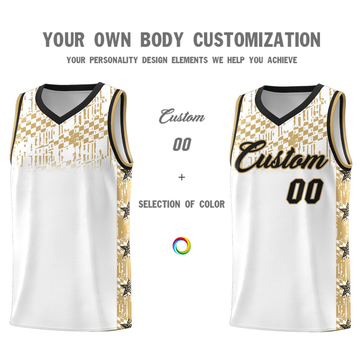 Custom White Mosaic Stars Pattern Sports Uniform Basketball Jersey|KXKSHOP