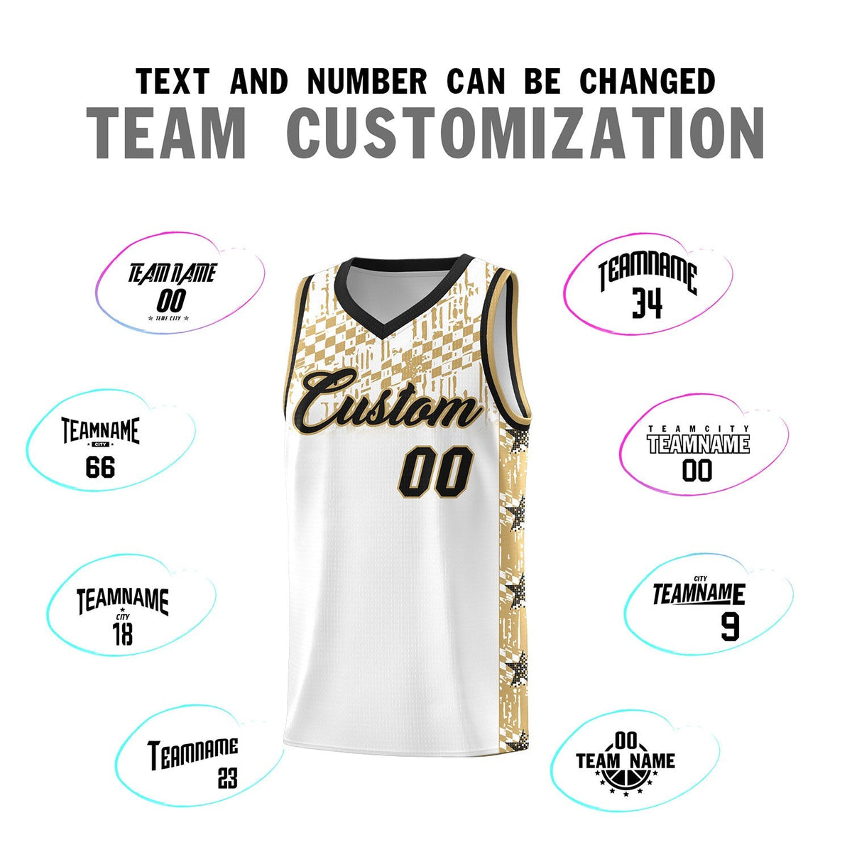 Custom White Mosaic Stars Pattern Sports Uniform Basketball Jersey|KXKSHOP