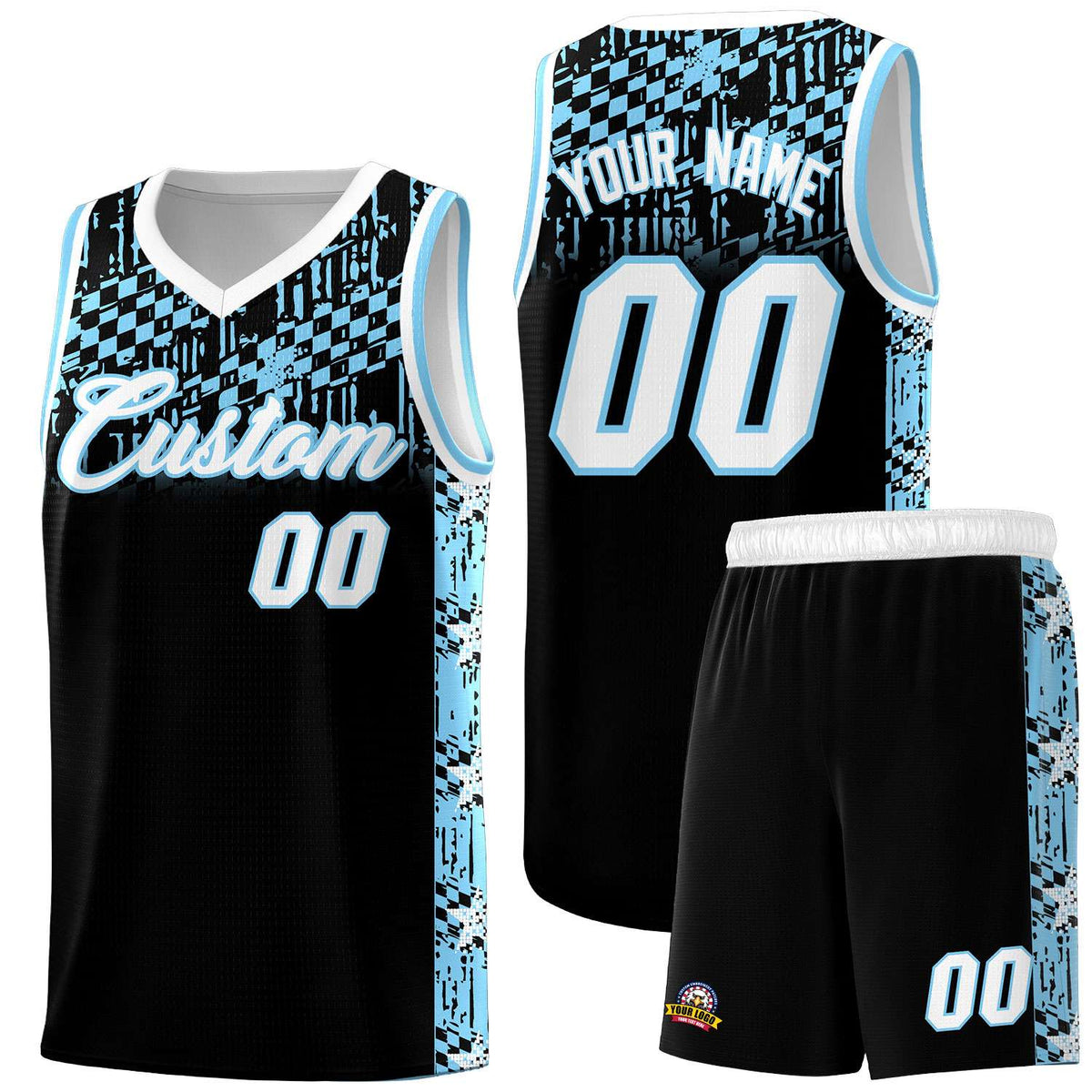 Custom Black Mosaic Stars Pattern Sports Uniform Basketball Jersey|KXKSHOP