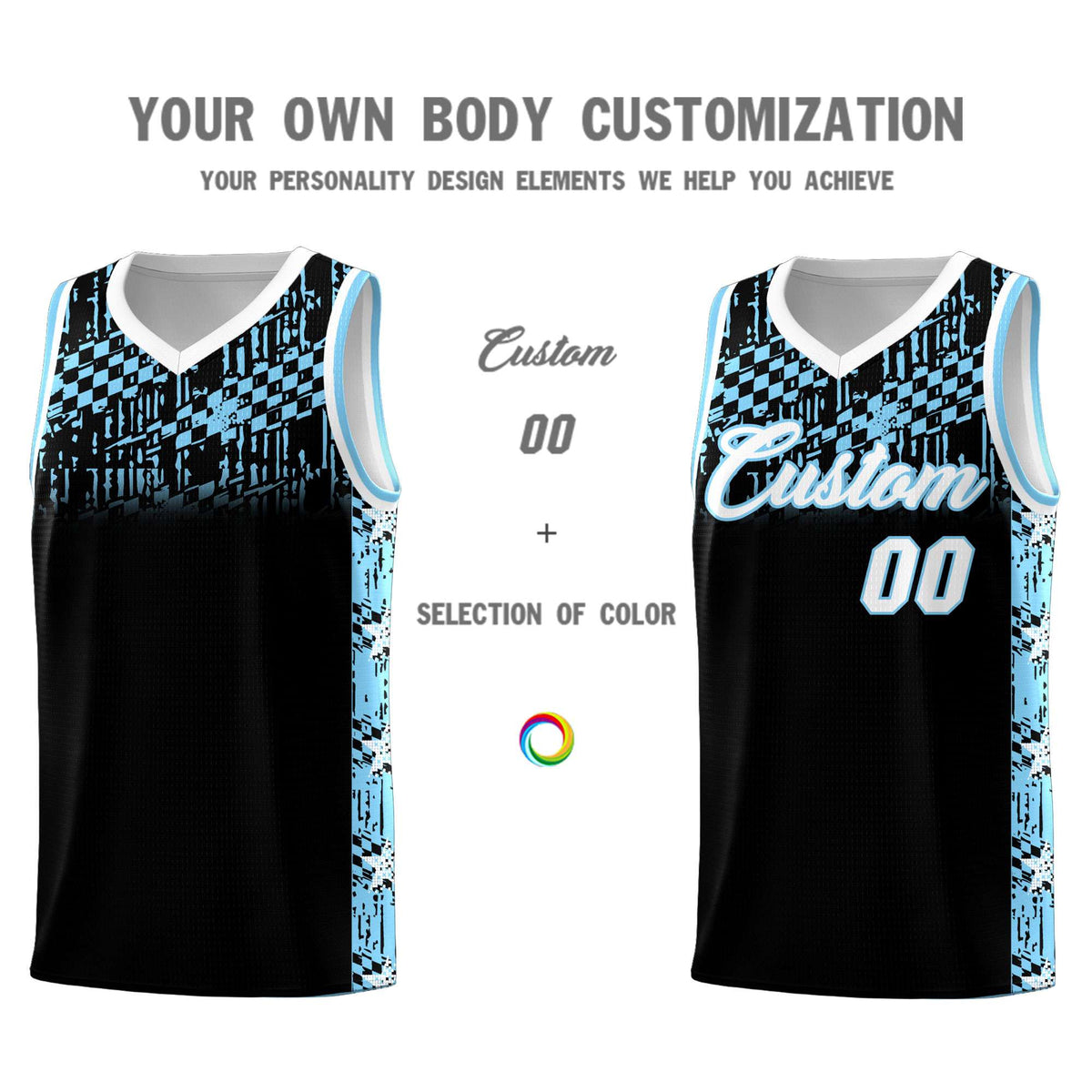 Custom Black Mosaic Stars Pattern Sports Uniform Basketball Jersey|KXKSHOP