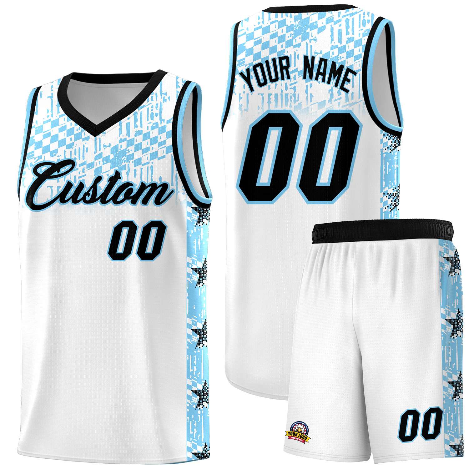 Custom White Mosaic Stars Pattern Sports Uniform Basketball Jersey|KXKSHOP
