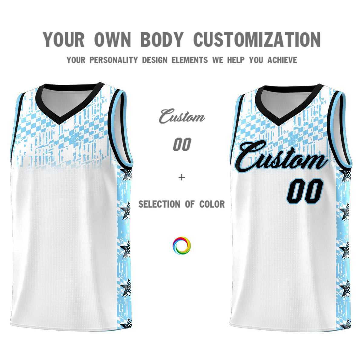 Custom White Mosaic Stars Pattern Sports Uniform Basketball Jersey|KXKSHOP