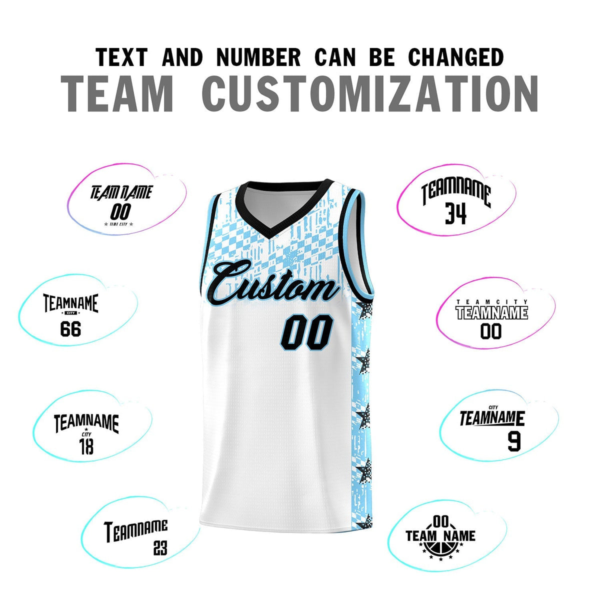 Custom White Mosaic Stars Pattern Sports Uniform Basketball Jersey|KXKSHOP