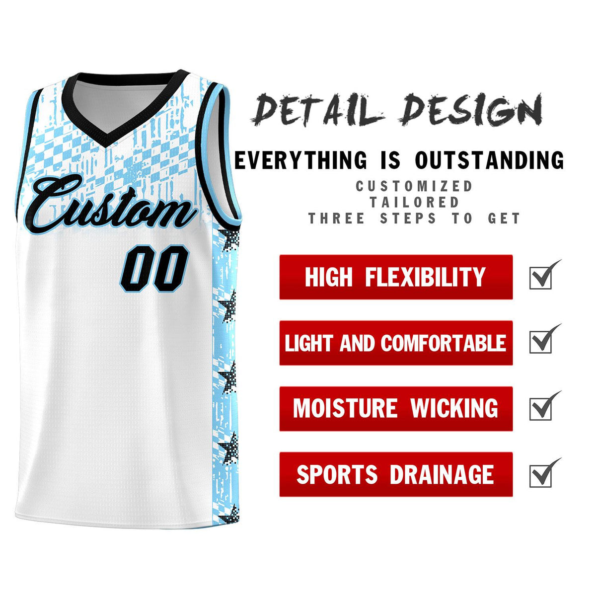 Custom White Mosaic Stars Pattern Sports Uniform Basketball Jersey|KXKSHOP