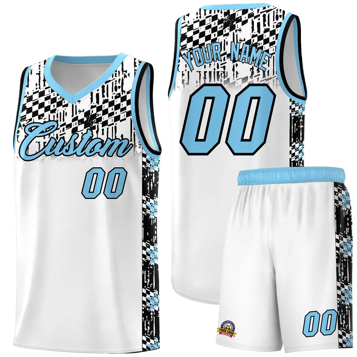 Custom White Mosaic Stars Pattern Sports Uniform Basketball Jersey|KXKSHOP