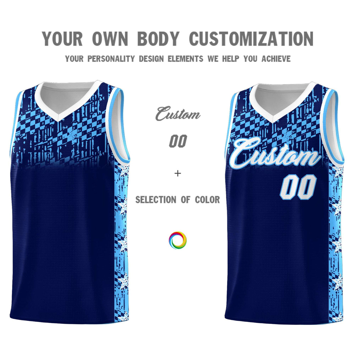 Custom Navy Mosaic Stars Pattern Sports Uniform Basketball Jersey|KXKSHOP