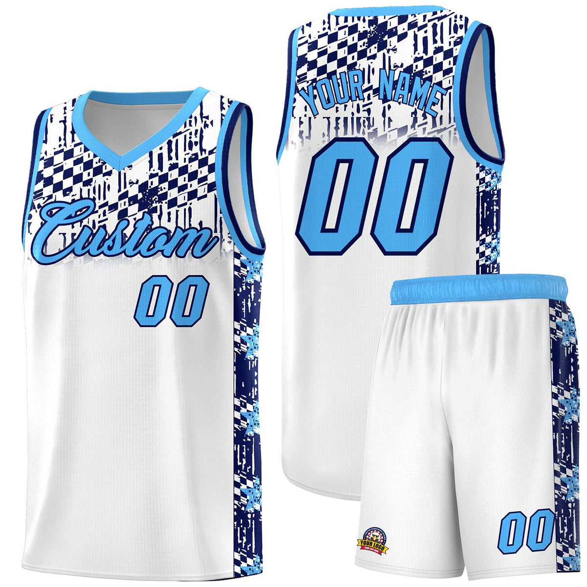 Custom White Mosaic Stars Pattern Sports Uniform Basketball Jersey|KXKSHOP