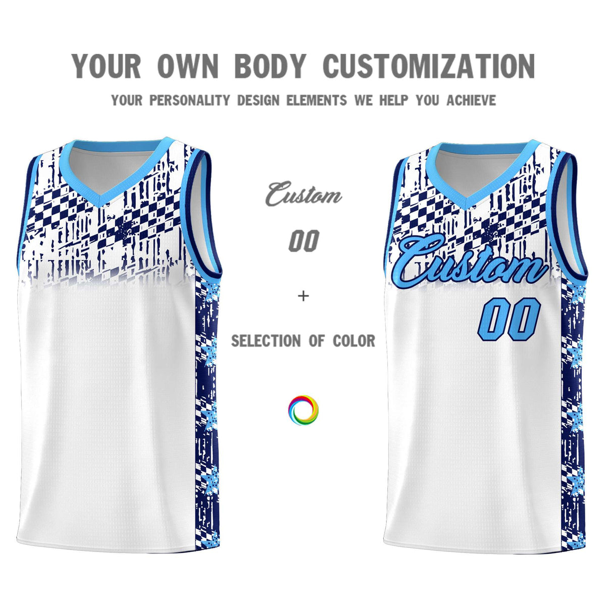 Custom White Mosaic Stars Pattern Sports Uniform Basketball Jersey|KXKSHOP