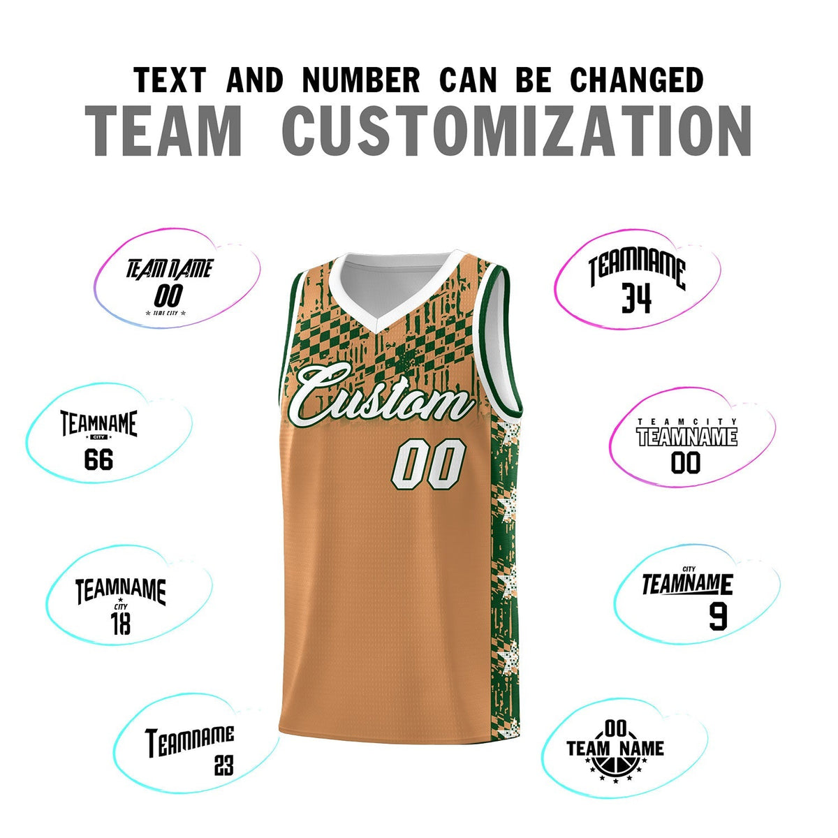 Custom Buckskin Brown Mosaic Stars Pattern Sports Uniform Basketball Jersey|KXKSHOP