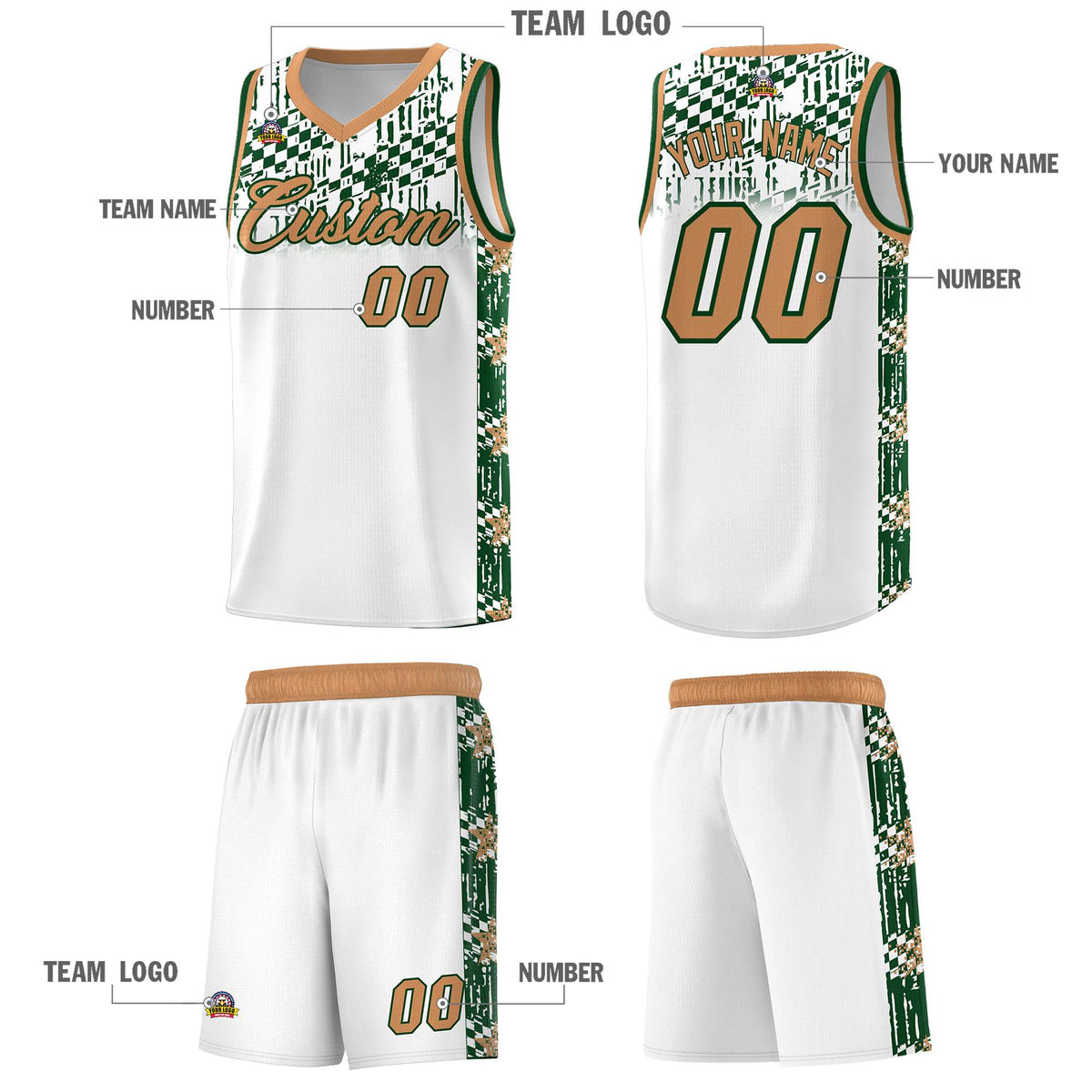Custom White Mosaic Stars Pattern Sports Uniform Basketball Jersey|KXKSHOP