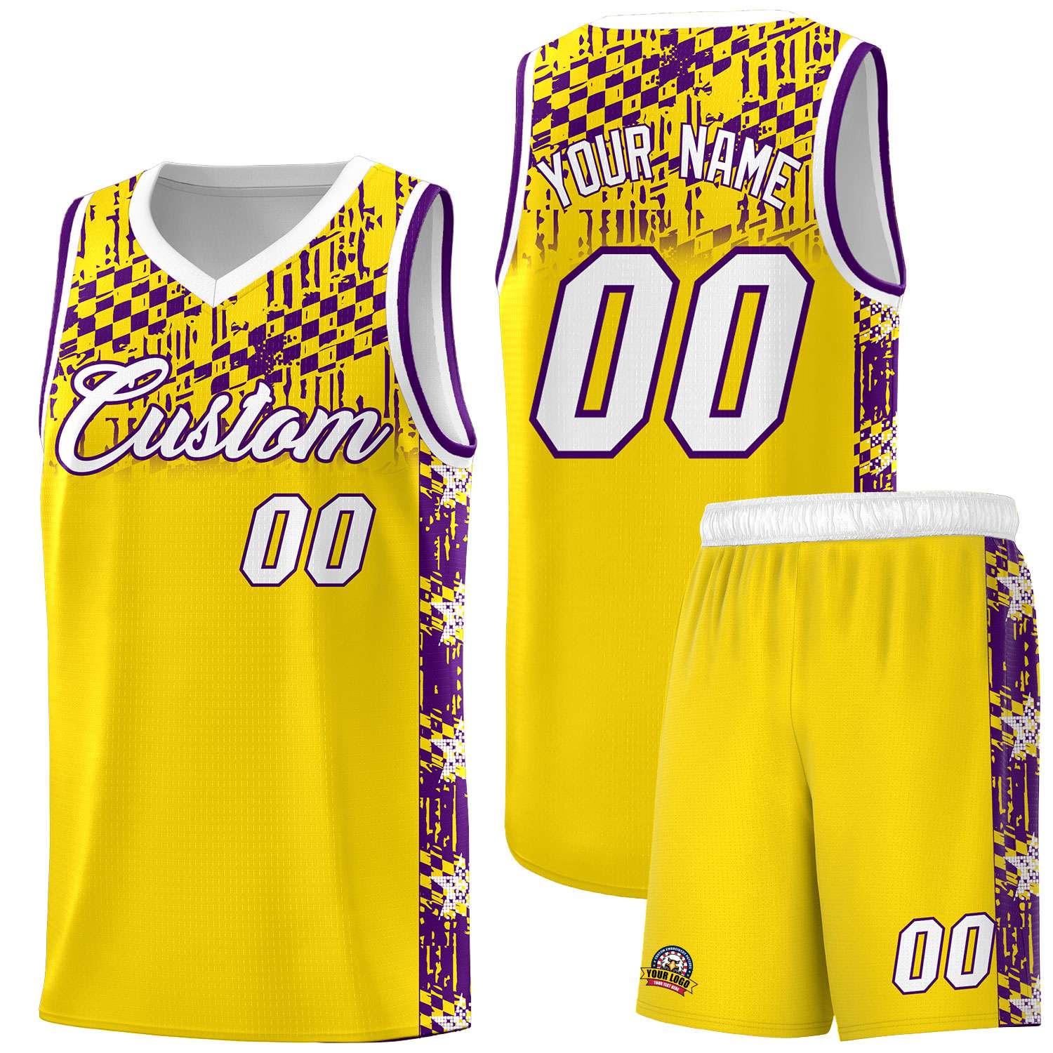 Custom Gold Mosaic Stars Pattern Sports Uniform Basketball Jersey|KXKSHOP
