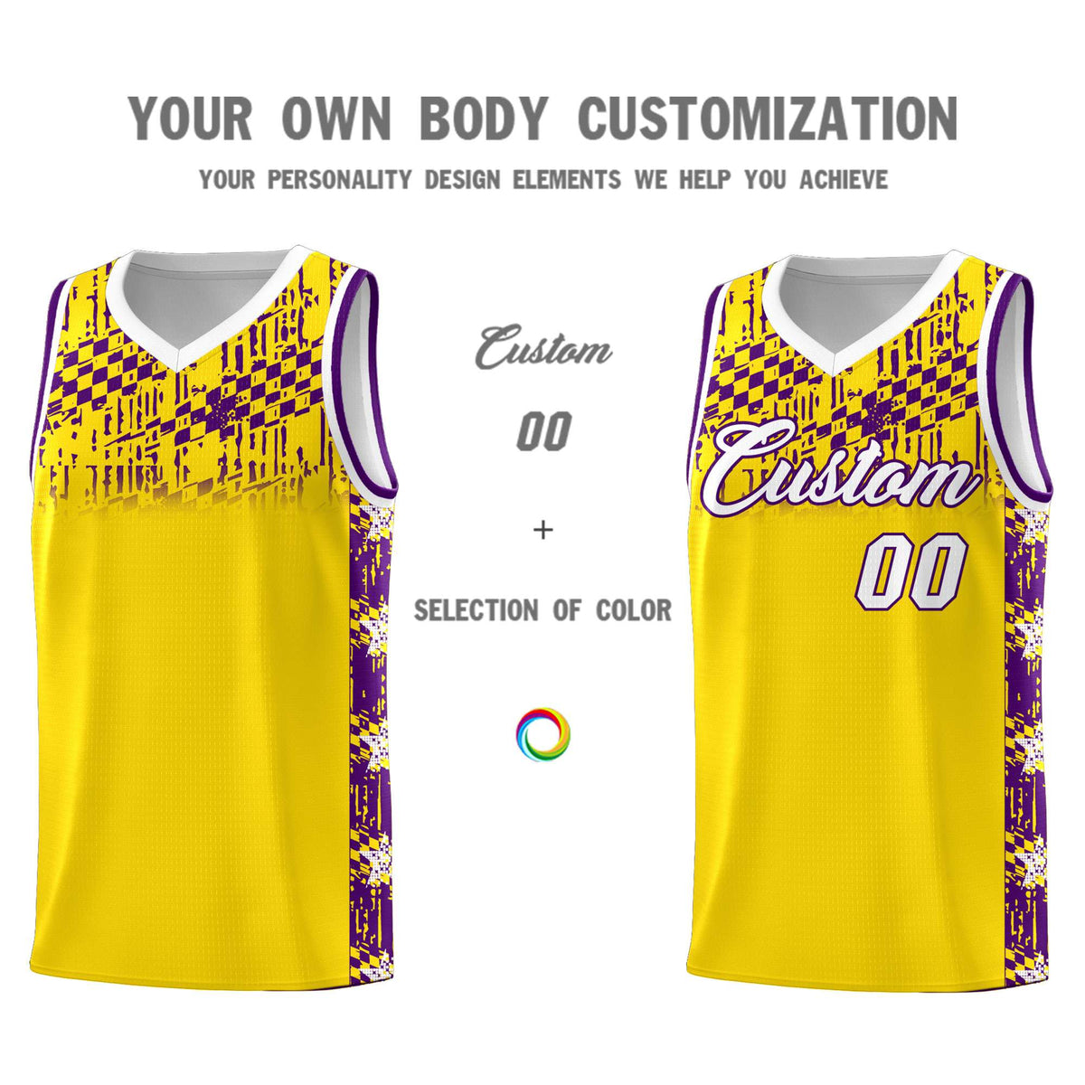 Custom Gold Mosaic Stars Pattern Sports Uniform Basketball Jersey|KXKSHOP