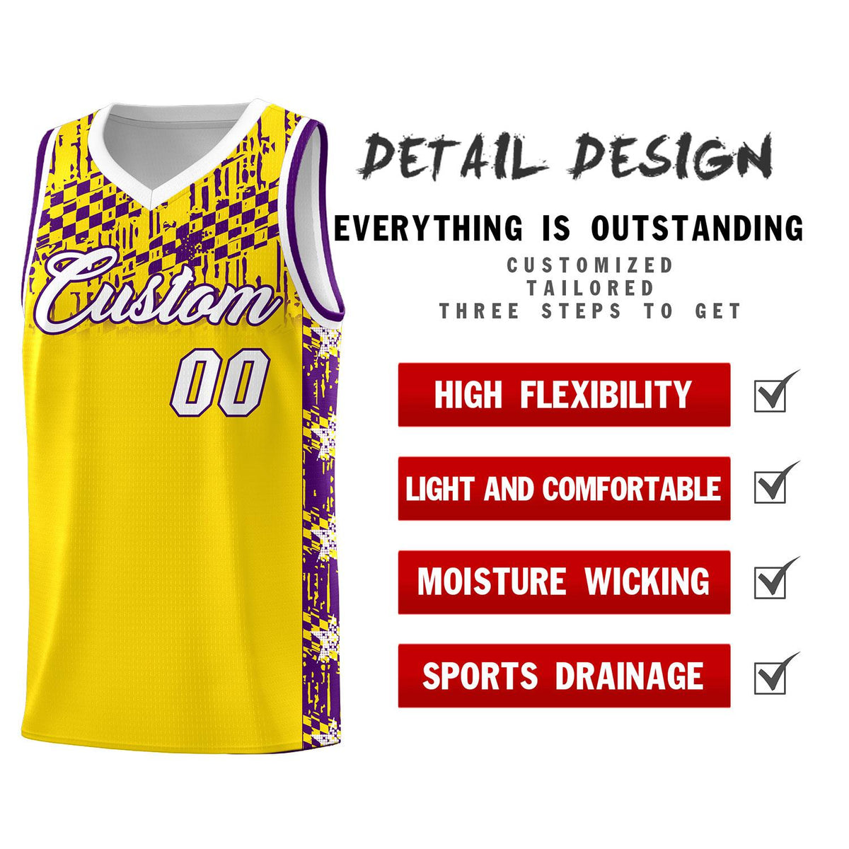 Custom Gold Mosaic Stars Pattern Sports Uniform Basketball Jersey|KXKSHOP