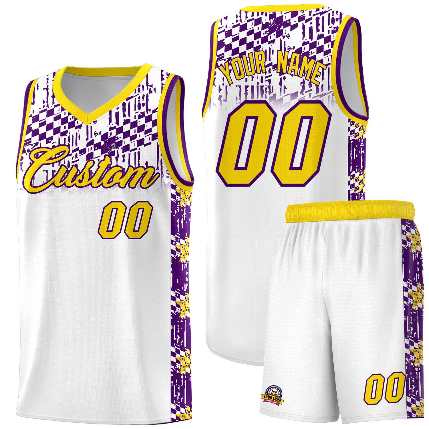Custom White Mosaic Stars Pattern Sports Uniform Basketball Jersey|KXKSHOP