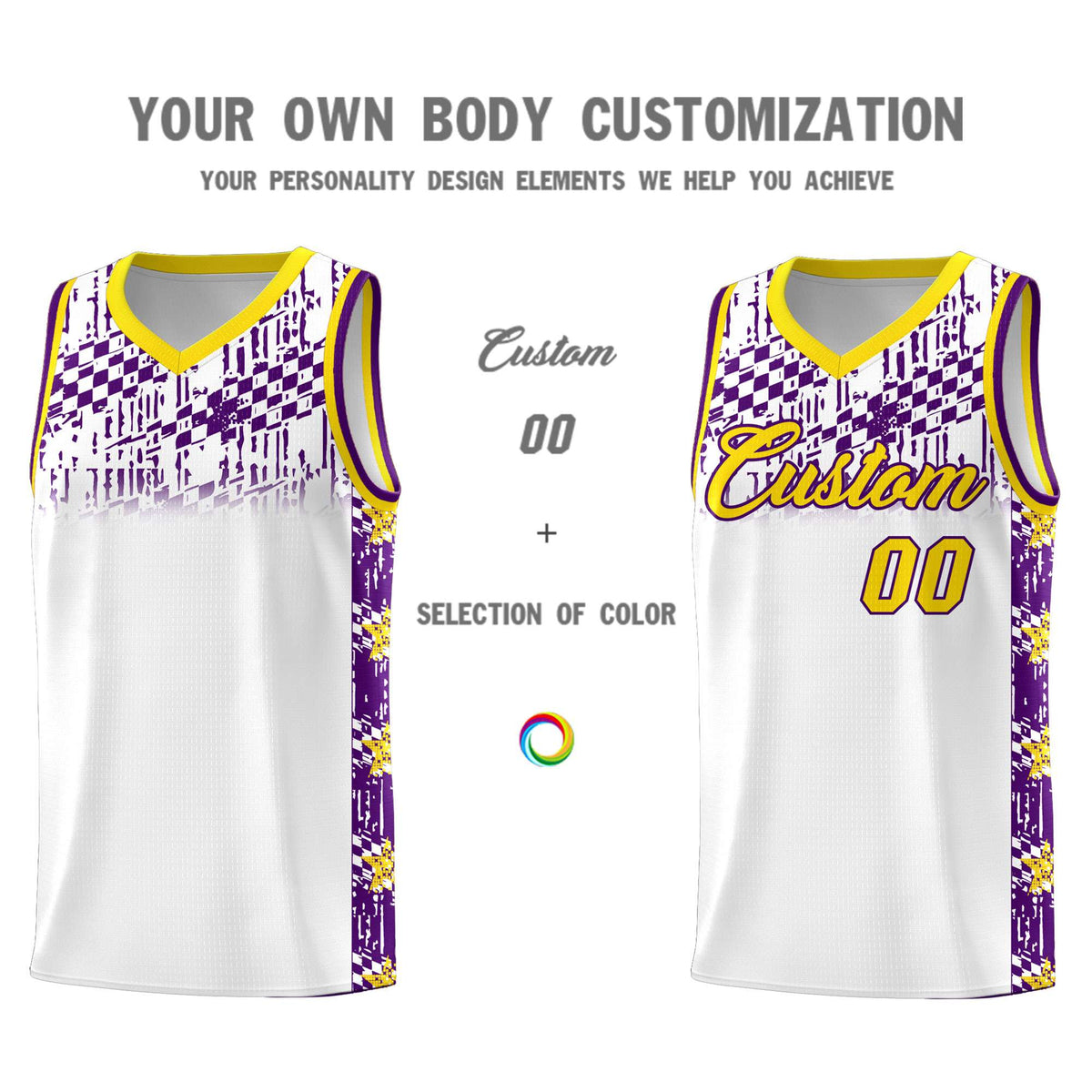 Custom White Mosaic Stars Pattern Sports Uniform Basketball Jersey|KXKSHOP