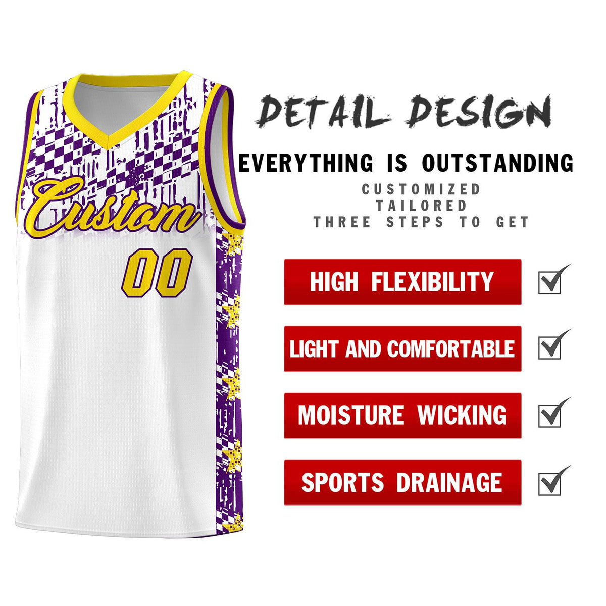 Custom White Mosaic Stars Pattern Sports Uniform Basketball Jersey|KXKSHOP