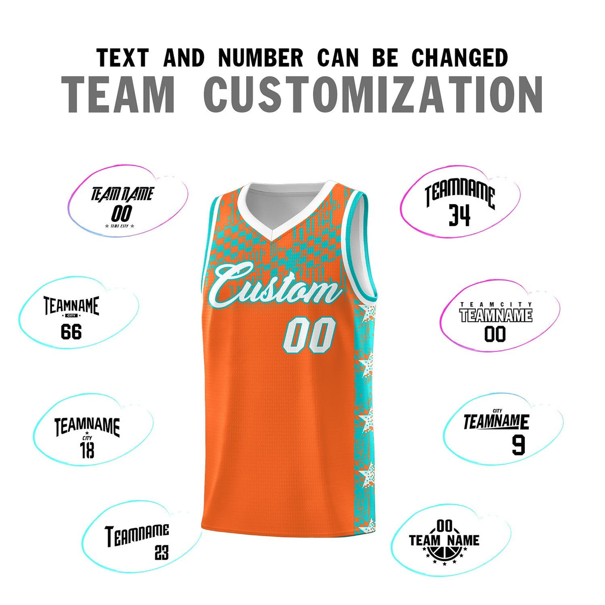 Custom Orange Mosaic Stars Pattern Sports Uniform Basketball Jersey|KXKSHOP