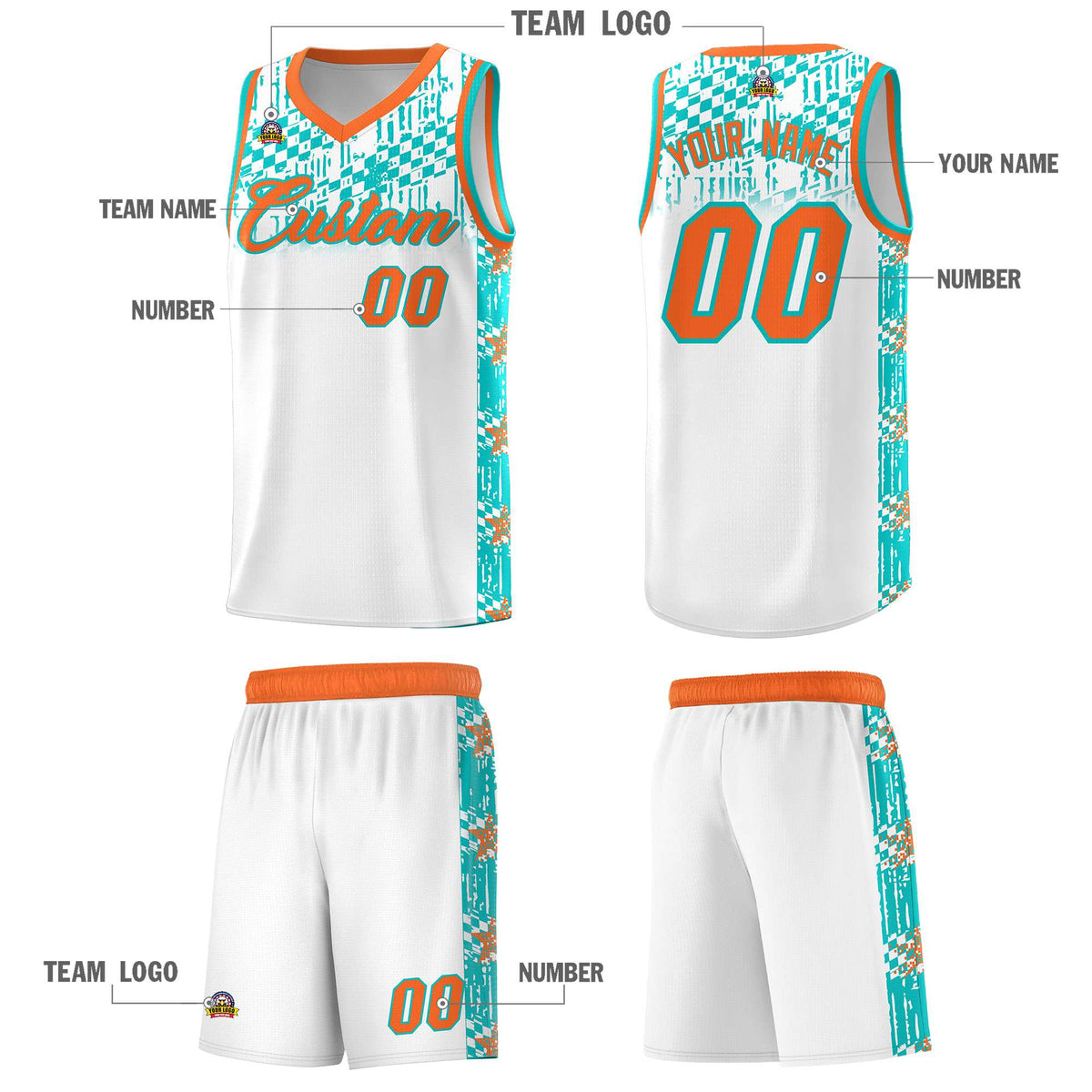 Custom White Mosaic Stars Pattern Sports Uniform Basketball Jersey|KXKSHOP