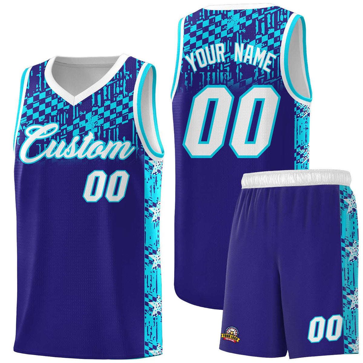 Custom Royal Mosaic Stars Pattern Sports Uniform Basketball Jersey|KXKSHOP