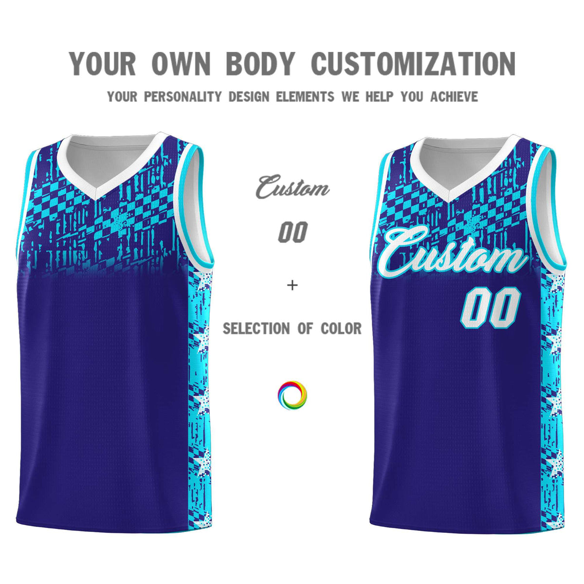 Custom Royal Mosaic Stars Pattern Sports Uniform Basketball Jersey|KXKSHOP