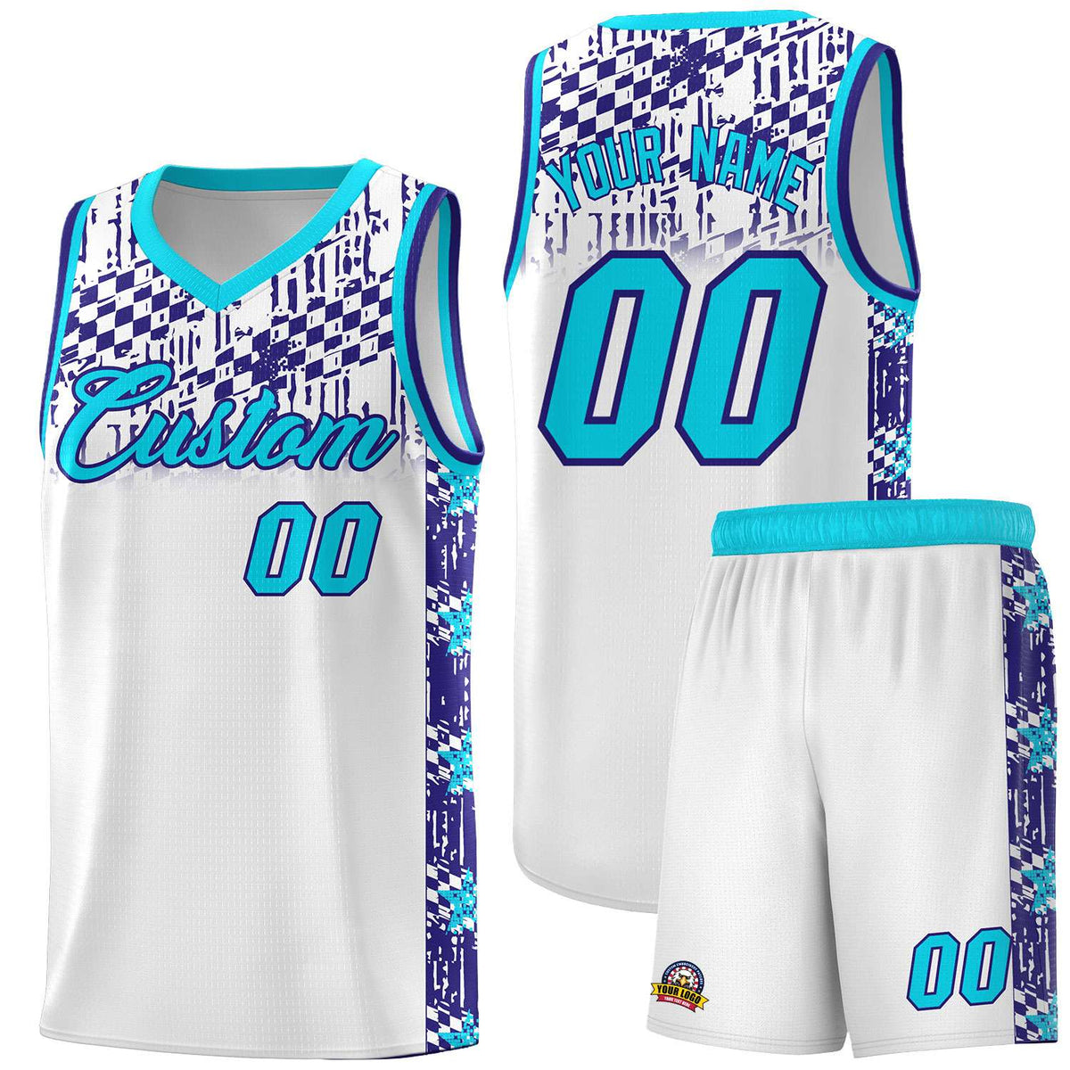 Custom White Mosaic Stars Pattern Sports Uniform Basketball Jersey|KXKSHOP
