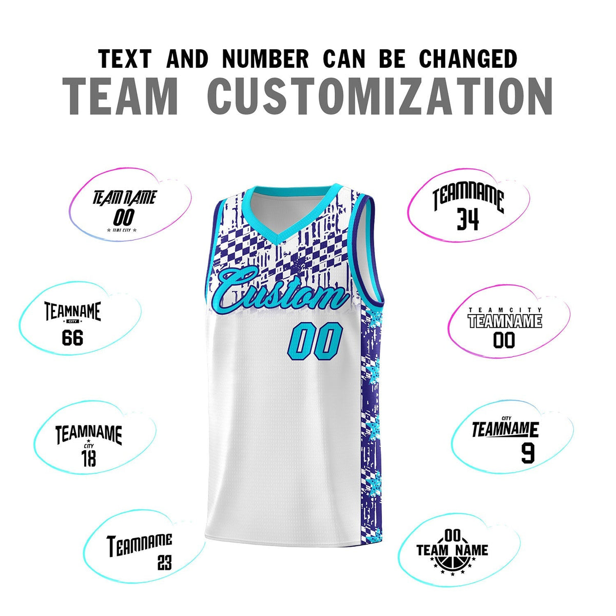 Custom White Mosaic Stars Pattern Sports Uniform Basketball Jersey|KXKSHOP