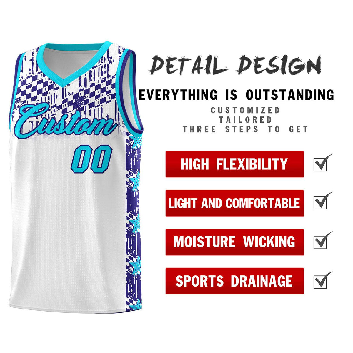 Custom White Mosaic Stars Pattern Sports Uniform Basketball Jersey|KXKSHOP