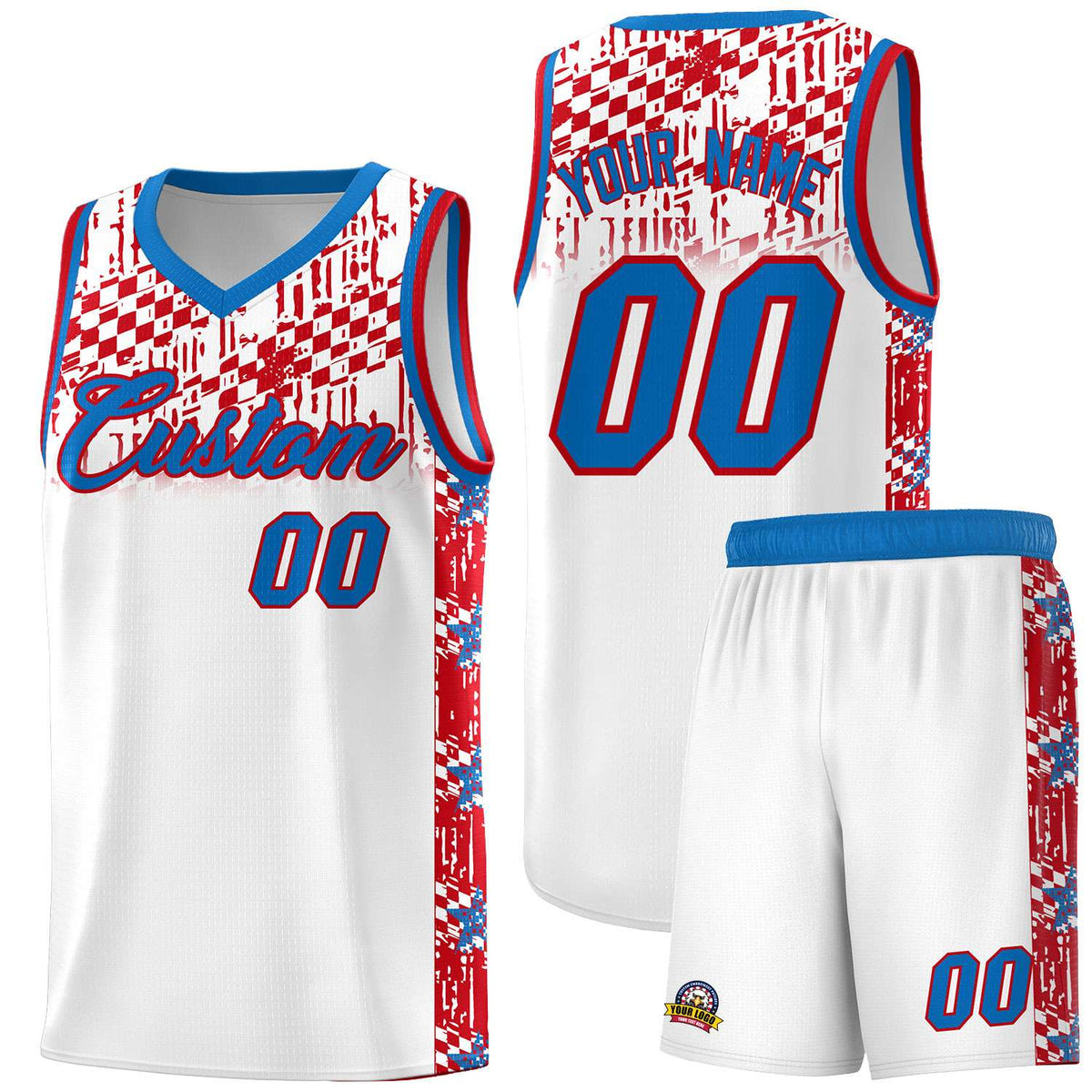 Custom White Mosaic Stars Pattern Sports Uniform Basketball Jersey|KXKSHOP