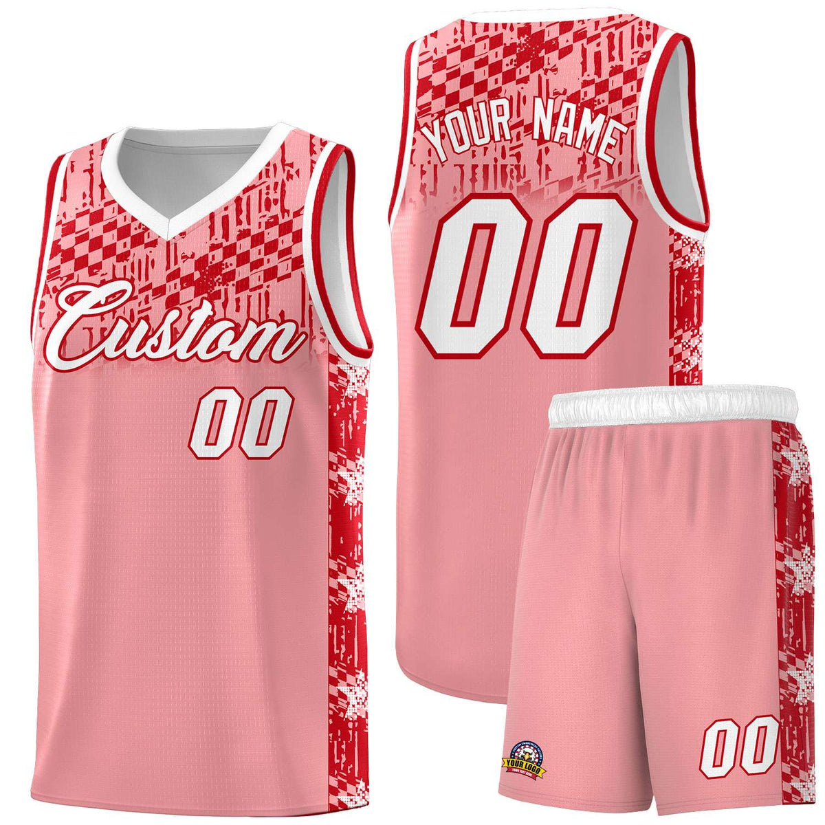 Custom Light Pink Mosaic Stars Pattern Sports Uniform Basketball Jersey|KXKSHOP