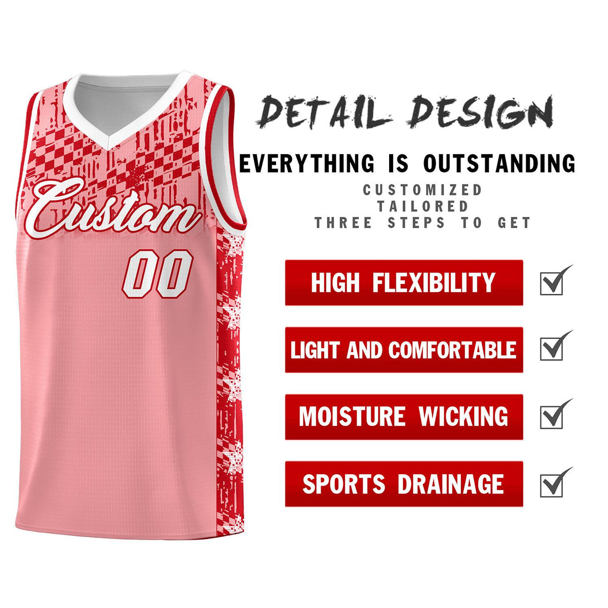 Custom Light Pink Mosaic Stars Pattern Sports Uniform Basketball Jersey|KXKSHOP