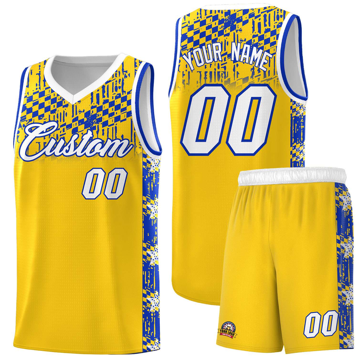 Custom Gold Mosaic Stars Pattern Sports Uniform Basketball Jersey|KXKSHOP